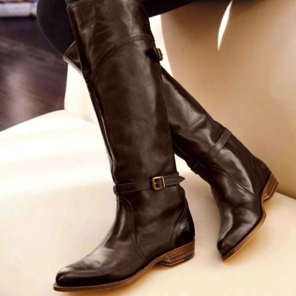 Frye Dorado Tall Riding Boots 77561 Brown Leather Size 7
